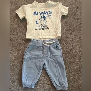H&M Kids Blue Joggers and White Graphic Tee Set